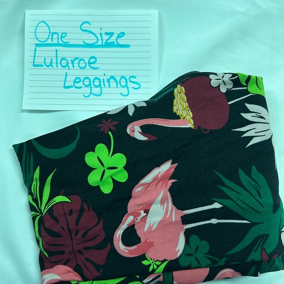 OS LuLaRoe Saint Patricks Day Pink Flamingo Print - Picture 2 of 4